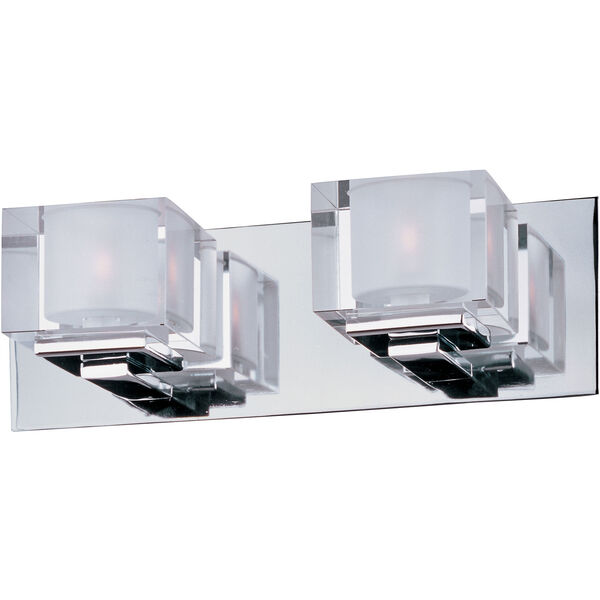 Cubic Polished Chrome Two-Light Bath Light with Clear Glass, image 1