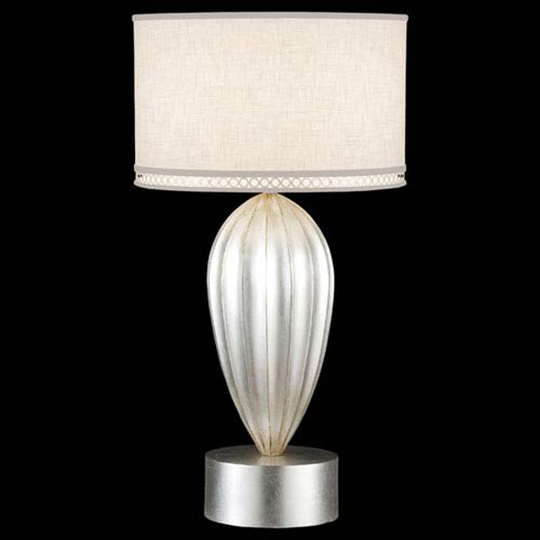 Allegretto One-Light Table Lamp in Platinized Silver Leaf Finish, image 1