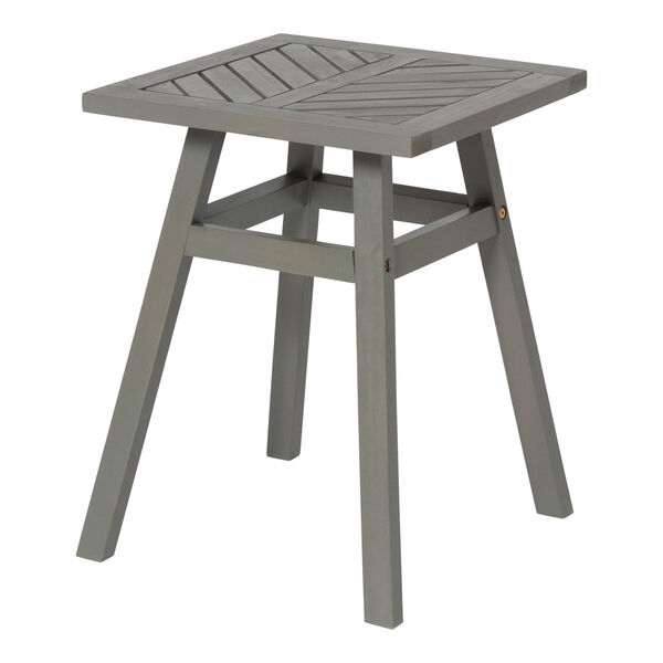 Gray Wash  18-Inch Outdoor Chevron Side Table, image 4