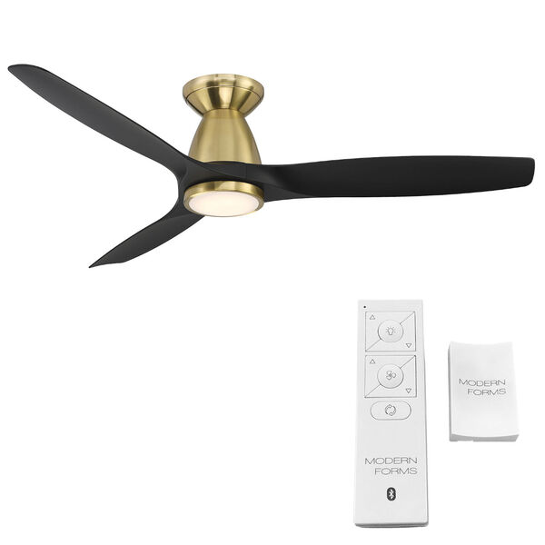 Skylark Satin Brass and Matte Black 54-Inch 2700K Indoor Outdoor Smart LED Flush Mount Ceiling Fan, image 5