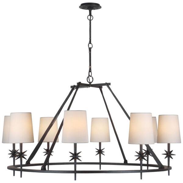 Etoile Large Chandelier in Black Rust with Linen Shades by Ian K. Fowler, image 1