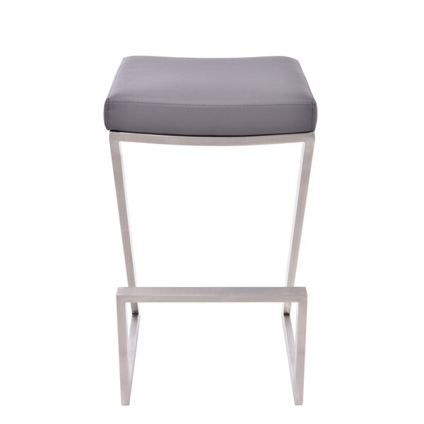 Atlantis Gray and Stainless Steel 26-Inch Counter Stool, image 2