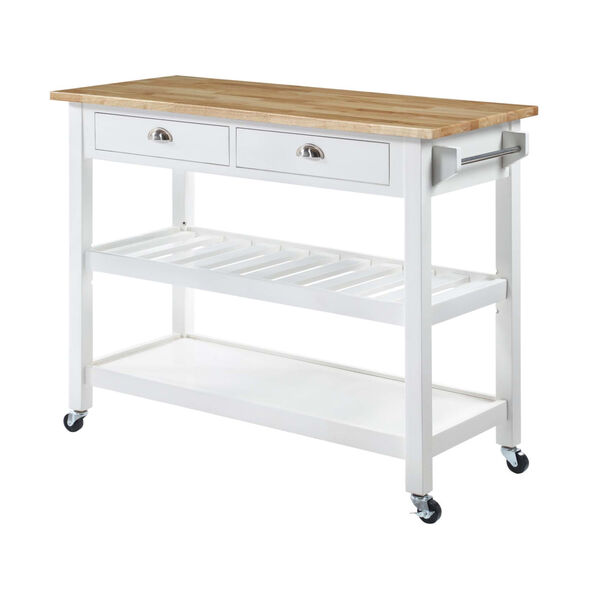 American Heritage 3 Tier Butcher Block Kitchen Cart with Drawers, image 3