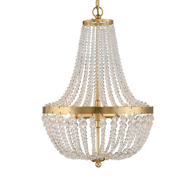 Rylee Antique Gold Three-Light Chandelier Convertible to Semi-Flush Mount, image 1