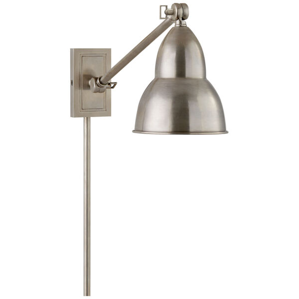 French Library Single Arm Wall Lamp in Antique Nickel by Studio VC, image 1