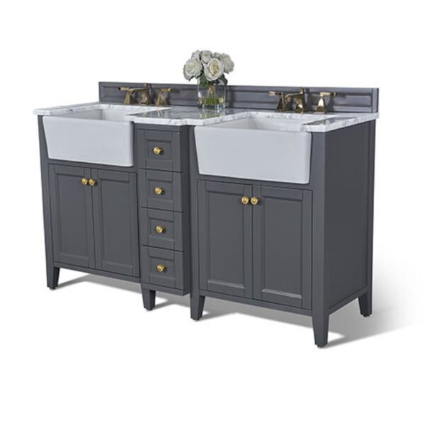 Adeline Sapphire 60-Inch Vanity Console with Farmhouse Sinks, image 1