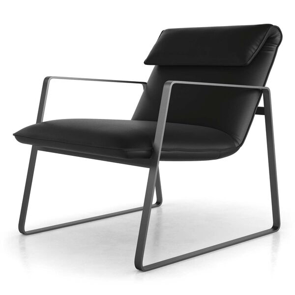 Darien Jet Black Leather Accent Chair, image 2