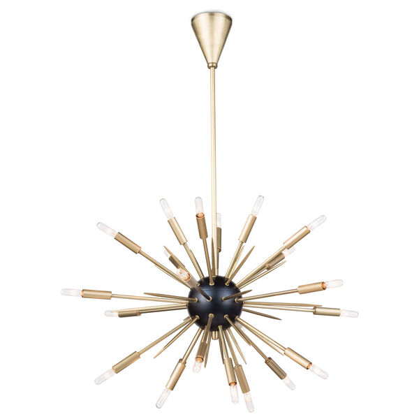 Live From Detroit Natural Brass and Black 22-Light Chandelier, image 1