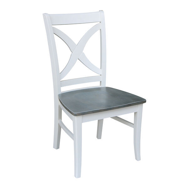Vineyard White and Heather Gray Curved X-Back Dining Chair-Set of Two, image 4