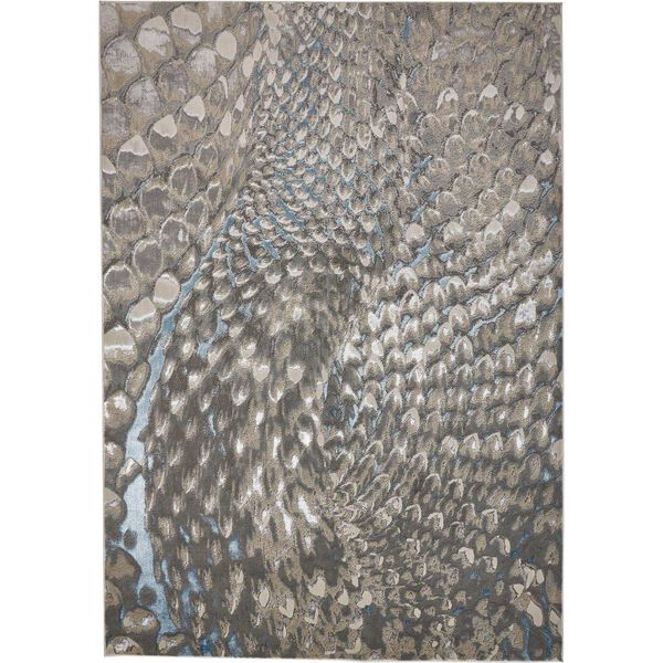 Azure Blue Silver Gray Area Rug, image 1