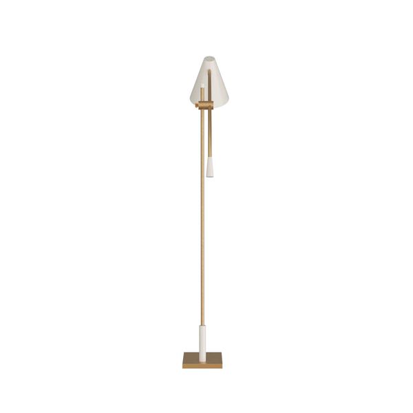Wayne Antique Brass Cream Steel One-Light  Floor Lamp, image 3