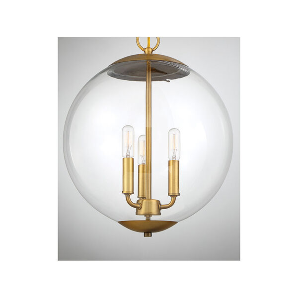 Whittier Natural Brass Three-Light Globe Pendant, image 6