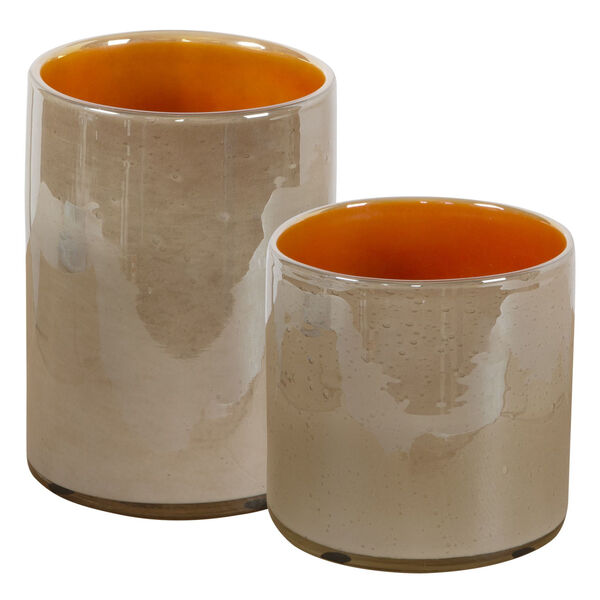 Tangelo Leight Beige and Orange Vase, Set of 2, image 1