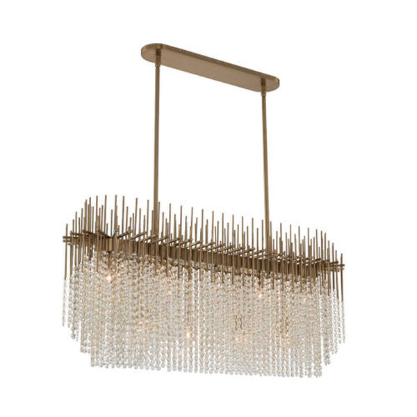 Estrella Brushed Champagne Gold One-Light Island Chandelier with Firenze Crystal, image 1