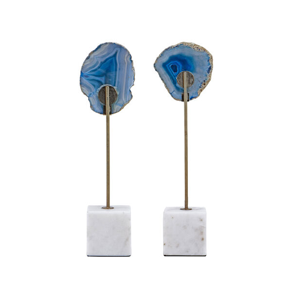 Sabriel Blue Gold Agate Statuaries, Set of Two, image 4
