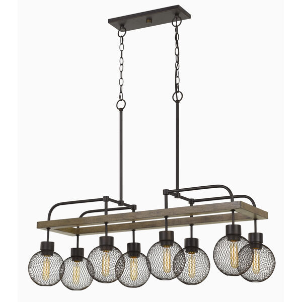 Forio Pine and Iron Eight-Light Chandelier, image 1