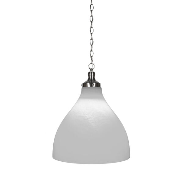Juno Brushed Nickel 16-Inch One-Light Pendant with White Marble Glass Shade, image 1