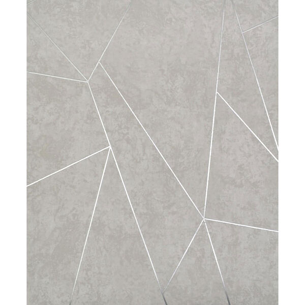 Antonina Vella Modern Metals Nazca Light Grey and Silver Wallpaper - SAMPLE SWATCH ONLY, image 1