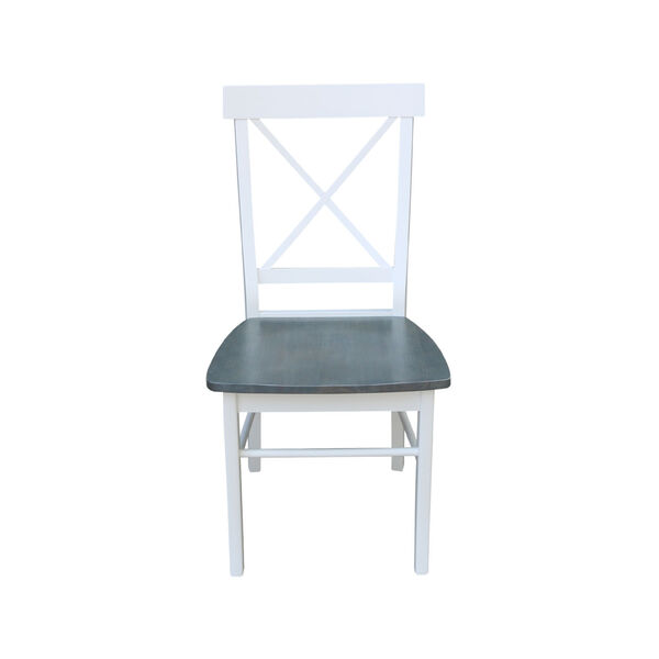 White and Heather Gray X-Back Chair with Solid Wood Seat, image 4