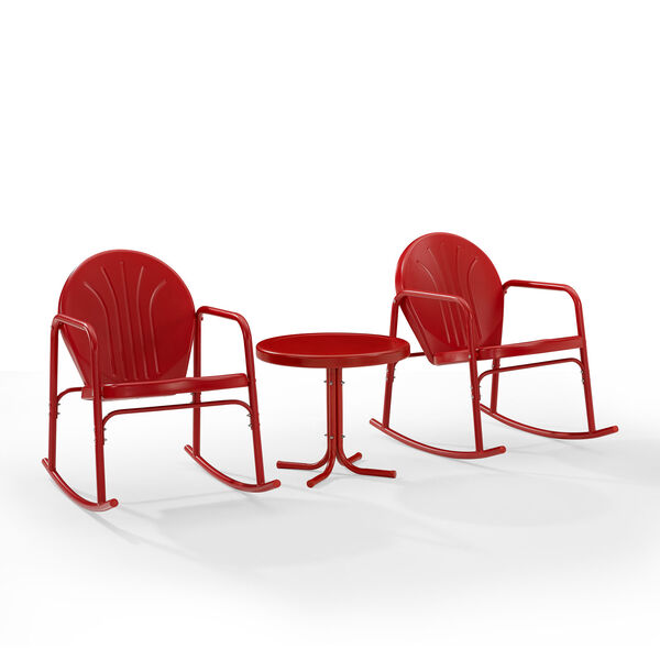 Griffith Bright Red Gloss Outdoor Rocking Chair Set, Three-Piece, image 5