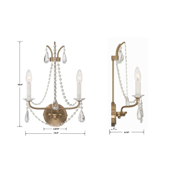 Karrington Aged Brass Two-Light Wall Sconce, image 3