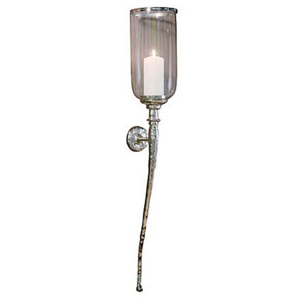 Nickel Hammered One-Light Wall Sconce, image 1
