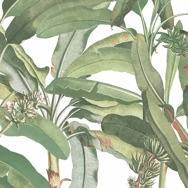 Green Polynesian Leaves Wallpaper, image 1