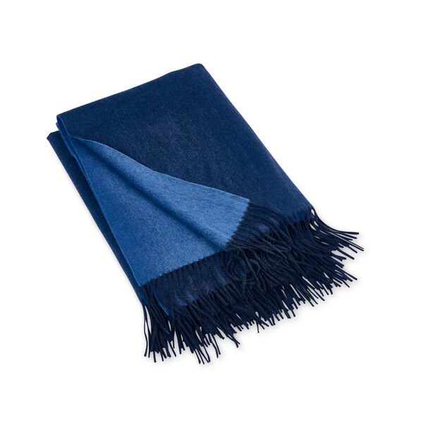 Reversible Solid Woven Cashmere Throw Blanket Blue  - (Open Box), image 2