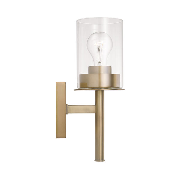 HomePlace Mason Aged Brass One-Light Sconce with Clear Glass, image 5