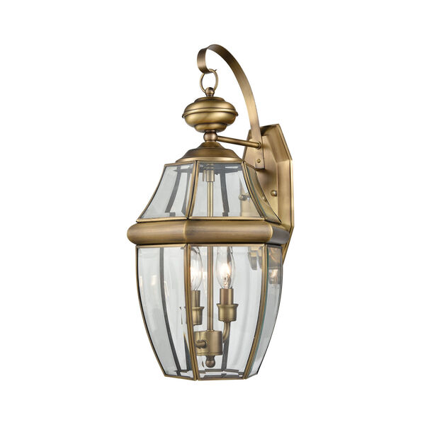 Ashford Gold Antique Brass Clear Glass Two-Light Outdoor Wall Sconce, image 1