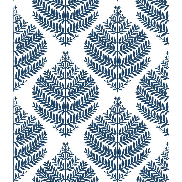 Hygge Fern Damask Blue And White Peel And Stick Wallpaper, image 2