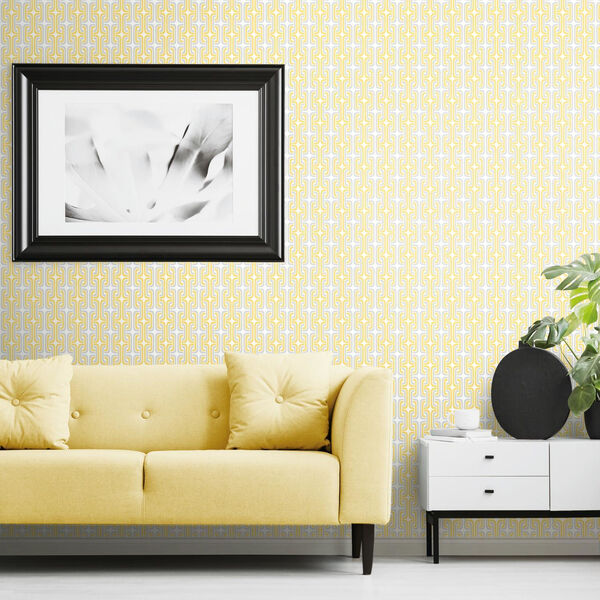 Yellow Mod Lattice Peel and Stick Wallpaper, image 1