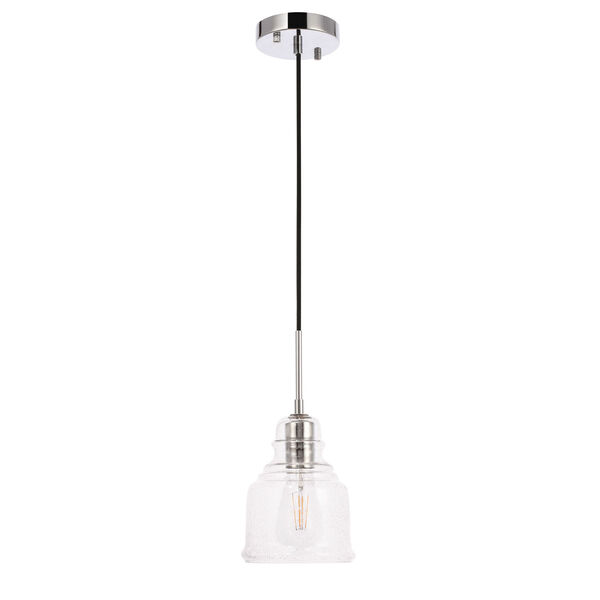 Pierce Chrome Six-Inch One-Light Mini Pendant with Clear Seeded Glass, image 3
