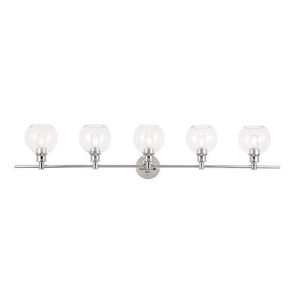 Collier Chrome Five-Light Bath Vanity with Clear Glass, image 1
