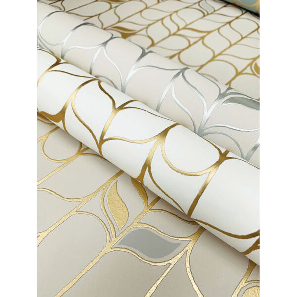Candice Olson Modern Nature 2nd Edition White and Gold Perfect Petals Wallpaper, image 5