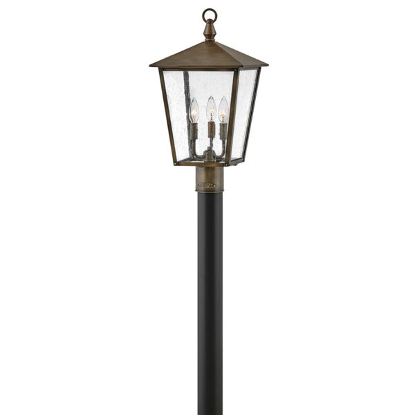 Huntersfield Burnished Bronze Three-Light Outdoor Post Mount With Clear Seedy Glass, image 1