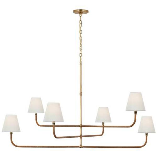 Basden Six-Light Grande Chandelier with Linen Shades by Chapman and Myers, image 1