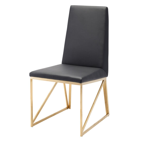 Caprice Black and Brushed Gold Dining Chair, image 4