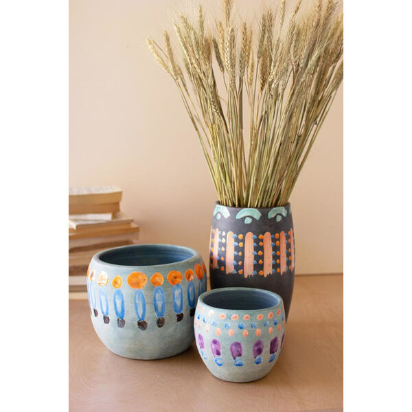 Multicolor Colorful Ceramic Vases, Set of Three, image 1