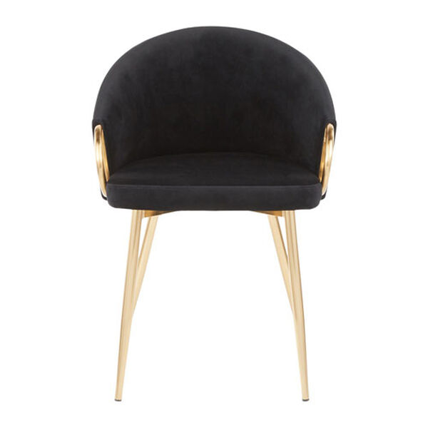 Claire Gold and Black Velvet Rounded Low Backrest Chair, image 4