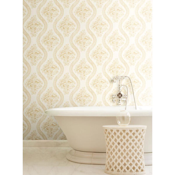 Coverlet Floral Yellow and Off White Removable Wallpaper, image 2