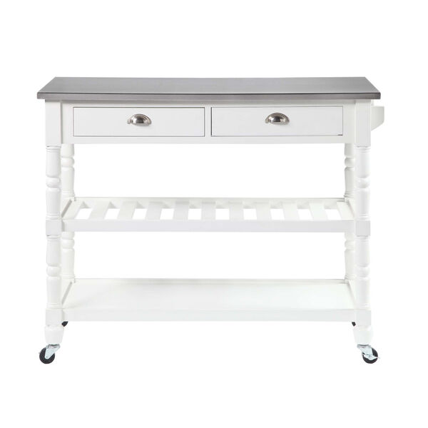 French Country 3 Tier Stainless Steel Kitchen Cart with Drawers, image 5