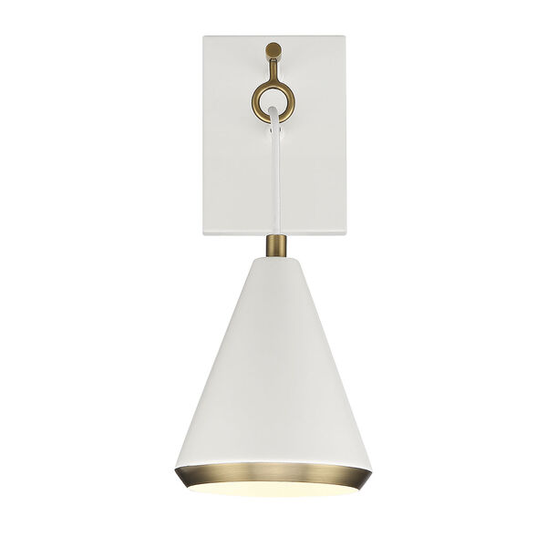 Chelsea White with Natural Brass One-Light Wall Sconce, image 3
