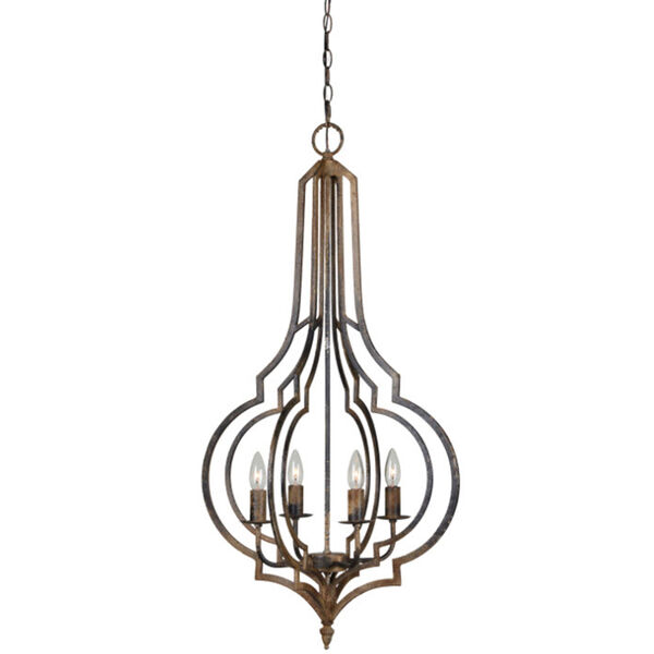 Nora Rustic Black 38-Inch Four-Light Chandelier, image 1