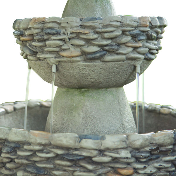 Stone Grey Outdoor Garden Zen Three - Tier Waterfall Fountain, image 4