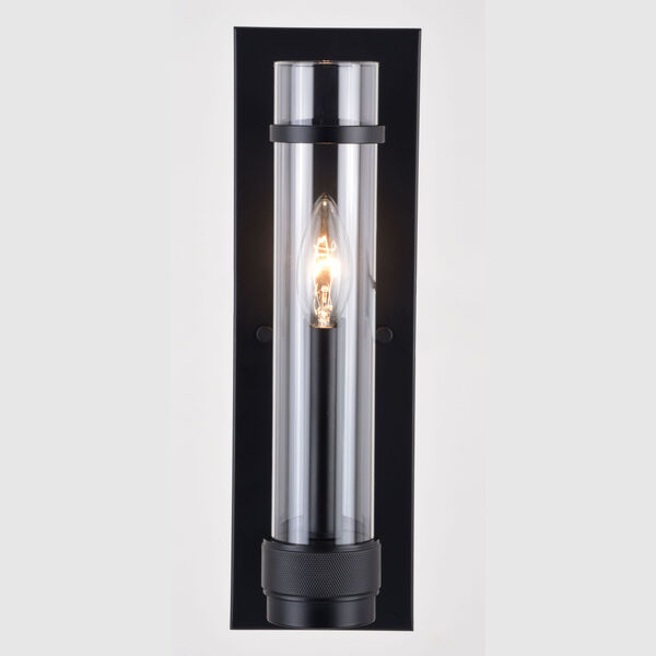 Bari Matte Black Four-Inch One-Light Wall Sconce with Clear Cylinder Glass, image 4