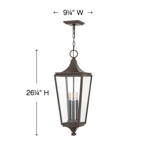 Jaymes Oil Rubbed Bronze Three-Light Outdoor Hanging Light, image 5