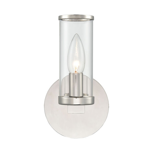 Revolve Polished Nickel One-Light Wall Sconce with Clear Glass, image 1