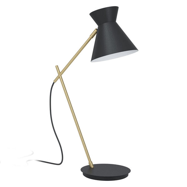 Amezaga Structured Black and Brushed Brass One-Light Table Lamp, image 1