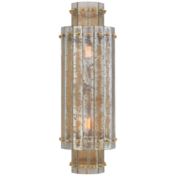 Cadence Large Tiered Sconce in Hand-Rubbed Antique Brass with Antique Mirror by Carrier and Company, image 1